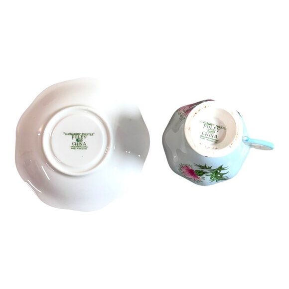 Vintage Foley Teacup and Saucer Glengarry Thistle Pattern Bone China England - Picture 10 of 14